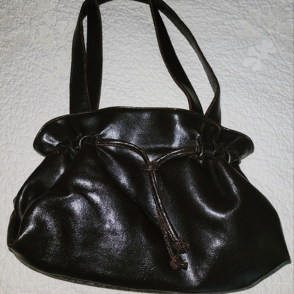 8 1/2" X 11" Dark Brown Faux Leather Handbag - Picture 1 of 5